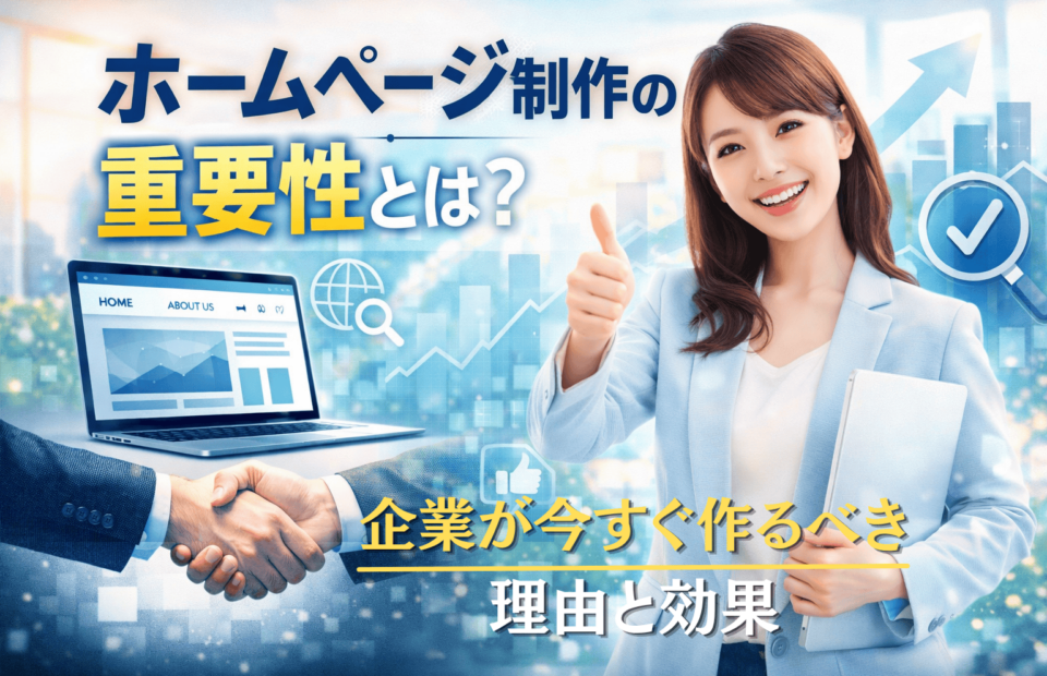 ホームページ制作の重要性と企業が導入すべき理由を解説するアイキャッチ画像