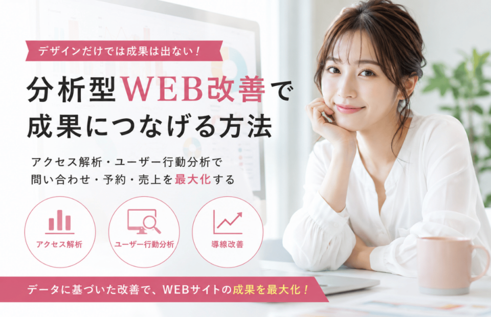 alt="アクセス解析・ユーザー行動分析を活用した分析型WEBサイト改善イメージ"